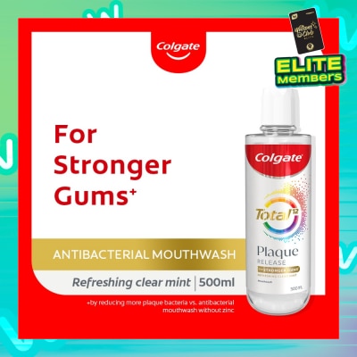 COLGATE Total Plaque Release Antibacterial Mouthwash Refreshing Clear Mint (For Stronger Gums) 500ml