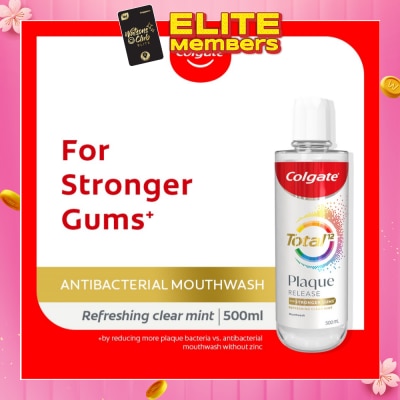 COLGATE Total Plaque Release Antibacterial Mouthwash Refreshing Clear Mint (For Stronger Gums) 500ml