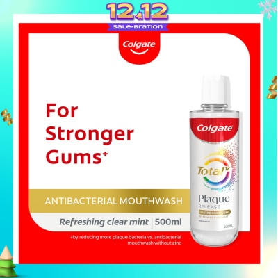 COLGATE Total Plaque Release Antibacterial Mouthwash Refreshing Clear Mint (For Stronger Gums) 500ml