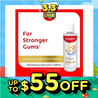 COLGATE Total Plaque Release Antibacterial Mouthwash Refreshing Clear Mint (For Stronger Gums) 500ml