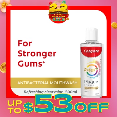 COLGATE Total Plaque Release Antibacterial Mouthwash Refreshing Clear Mint (For Stronger Gums) 500ml