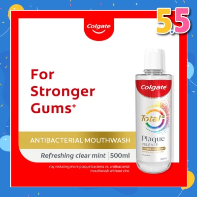 COLGATE Total Plaque Release Antibacterial Mouthwash Refreshing Clear Mint (For Stronger Gums) 500ml