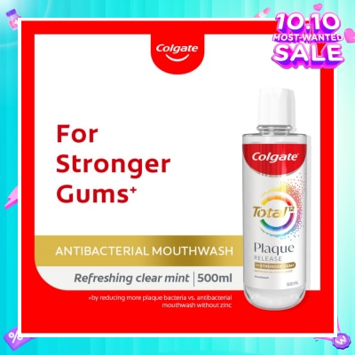 COLGATE Total Plaque Release Antibacterial Mouthwash Refreshing Clear Mint (For Stronger Gums) 500ml