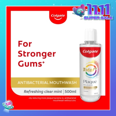COLGATE Total Plaque Release Antibacterial Mouthwash Refreshing Clear Mint (For Stronger Gums) 500ml