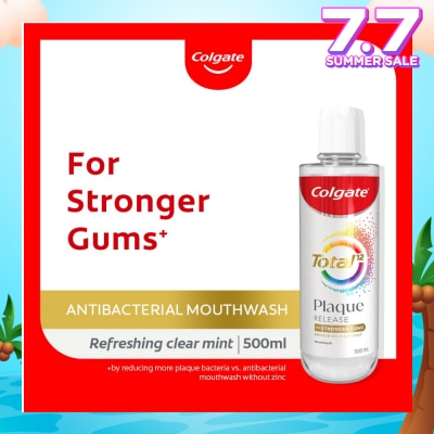 COLGATE Total Plaque Release Antibacterial Mouthwash Refreshing Clear Mint (For Stronger Gums) 500ml