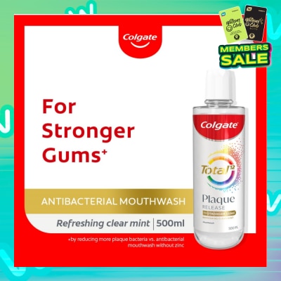 COLGATE Total Plaque Release Antibacterial Mouthwash Refreshing Clear Mint (For Stronger Gums) 500ml