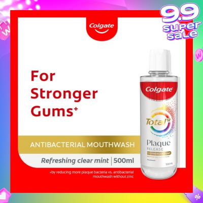 COLGATE Total Plaque Release Antibacterial Mouthwash Refreshing Clear Mint (For Stronger Gums) 500ml