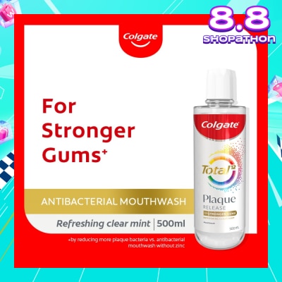 COLGATE Total Plaque Release Antibacterial Mouthwash Refreshing Clear Mint (For Stronger Gums) 500ml