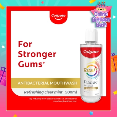 COLGATE Total Plaque Release Antibacterial Mouthwash Refreshing Clear Mint (For Stronger Gums) 500ml