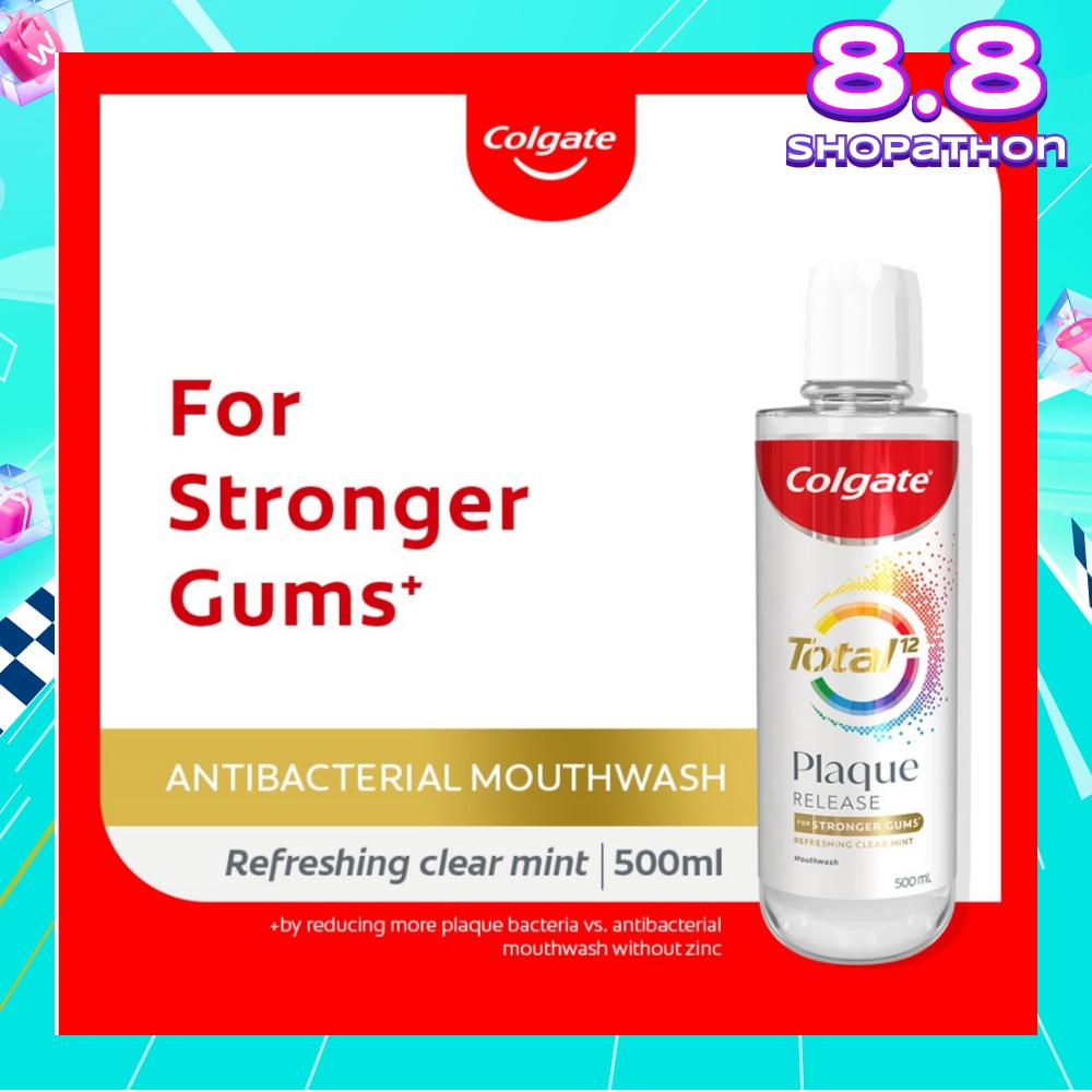 Total Plaque Release Antibacterial Mouthwash Refreshing Clear Mint (For Stronger Gums) 500ml