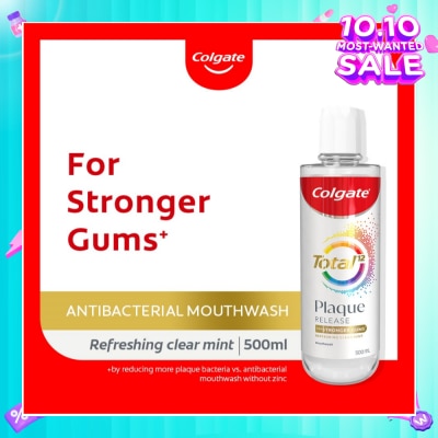 COLGATE Total Plaque Release Antibacterial Mouthwash Refreshing Clear Mint (For Stronger Gums) 500ml