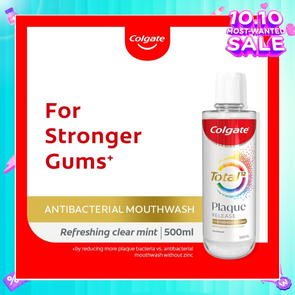 Total Plaque Release Antibacterial Mouthwash Refreshing Clear Mint (For Stronger Gums) 500ml