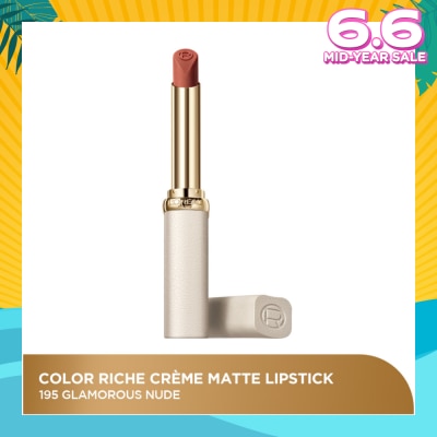 L'OREAL PARIS MAKEUP Color Riche Creme Matte Lipstick 195 Glamorous Nude 1s