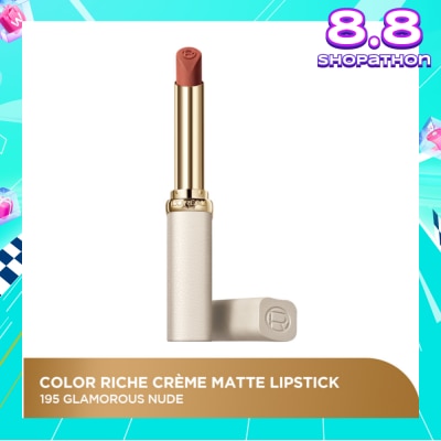 L'OREAL PARIS MAKEUP Color Riche Creme Matte Lipstick 195 Glamorous Nude 1s