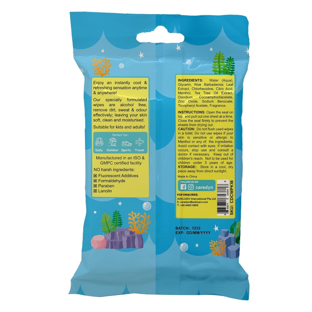 Pokemon Cooling Body Wipe Berries Scented (Removes Sweat & Body Odour) Sheets 10s x 2s