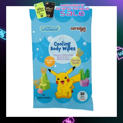 CAREDYN Pokemon Cooling Body Wipe Berries Scented (Removes Sweat & Body Odour) Sheets 10s x 2s