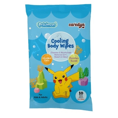 CAREDYN Pokemon Cooling Body Wipe Berries Scented (Removes Sweat & Body Odour) Sheets 10s x 2s