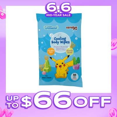 CAREDYN - Pokemon Cooling Body Wipe Berries Scented (Removes Sweat & Body Odour) Sheets 10s x 2s