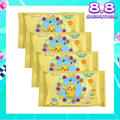CAREDYN Pokemon Food Safe Wipes Packset (100% Food Grade Ingredients) 15s x 4 Packs
