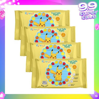 CAREDYN Pokemon Food Safe Wipes Packset (100% Food Grade Ingredients) 15s x 4 Packs