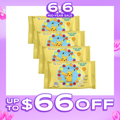 CAREDYN - Pokemon Food Safe Wipes Packset (100% Food Grade Ingredients) 15s x 4 Packs