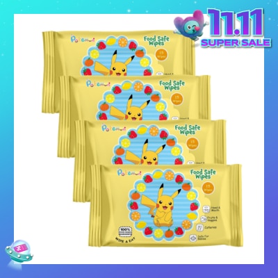 CAREDYN Pokemon Food Safe Wipes Packset (100% Food Grade Ingredients) 15s x 4 Packs
