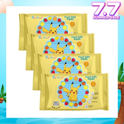 CAREDYN Pokemon Food Safe Wipes Packset (100% Food Grade Ingredients) 15s x 4 Packs