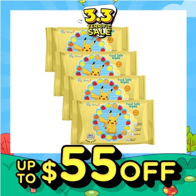 CAREDYN Pokemon Food Safe Wipes Packset (100% Food Grade Ingredients) 15s x 4 Packs