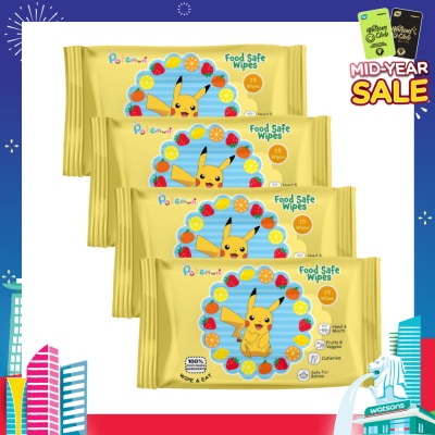 CAREDYN Pokemon Food Safe Wipes Packset (100% Food Grade Ingredients) 15s x 4 Packs