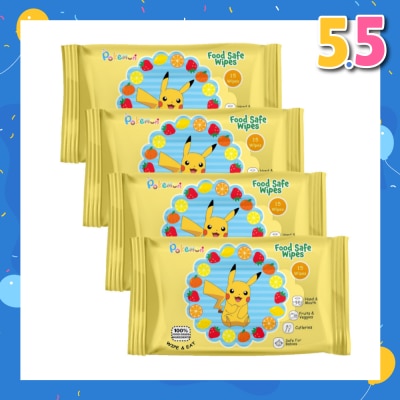 CAREDYN Pokemon Food Safe Wipes Packset (100% Food Grade Ingredients) 15s x 4 Packs