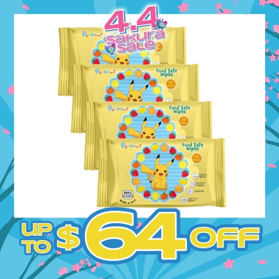 CAREDYN - Pokemon Food Safe Wipes Packset (100% Food Grade Ingredients) 15s x 4 Packs