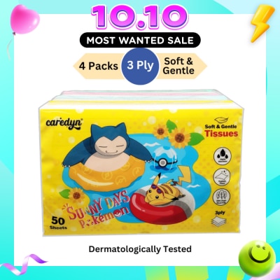 CAREDYN Pokemon 3 Ply Facial Tissue Travel Soft Pack (With 4 Designs) 50s x 4 image