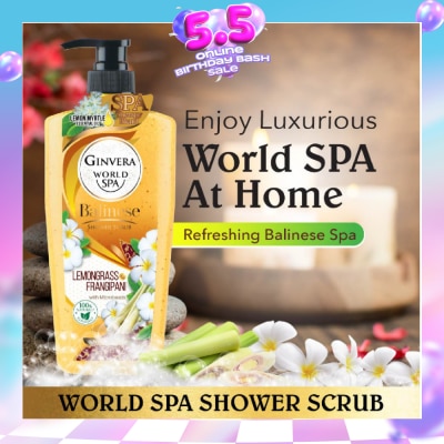 GINVERA - World Spa Balinese Shower Scrub Lemongrass & Frangipani 750ml