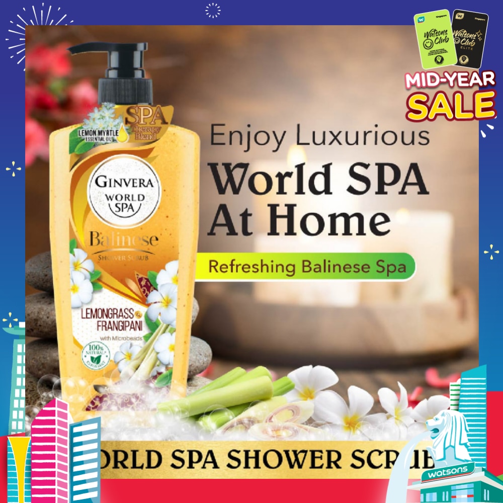 World Spa Balinese Shower Scrub Lemongrass & Frangipani 750ml