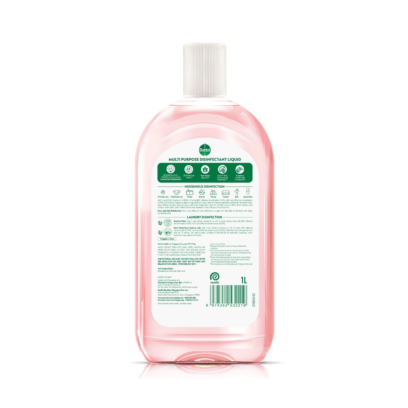 Plant-Based White Peach & Grapefruit Scented Multipurpose Disinfectant Liquid 1L image
