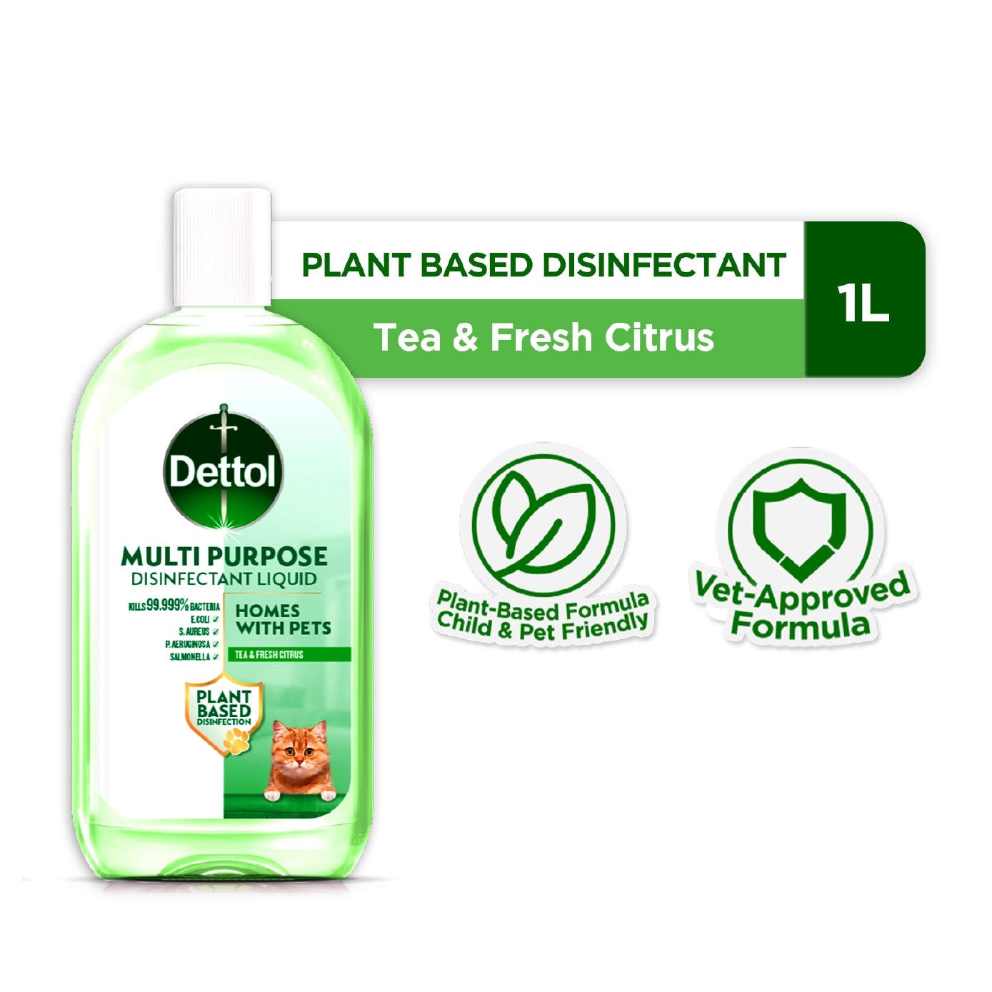Plant-Based Tea & Fresh Citrus Scented Multipurpose Disinfectant Liquid 1L image