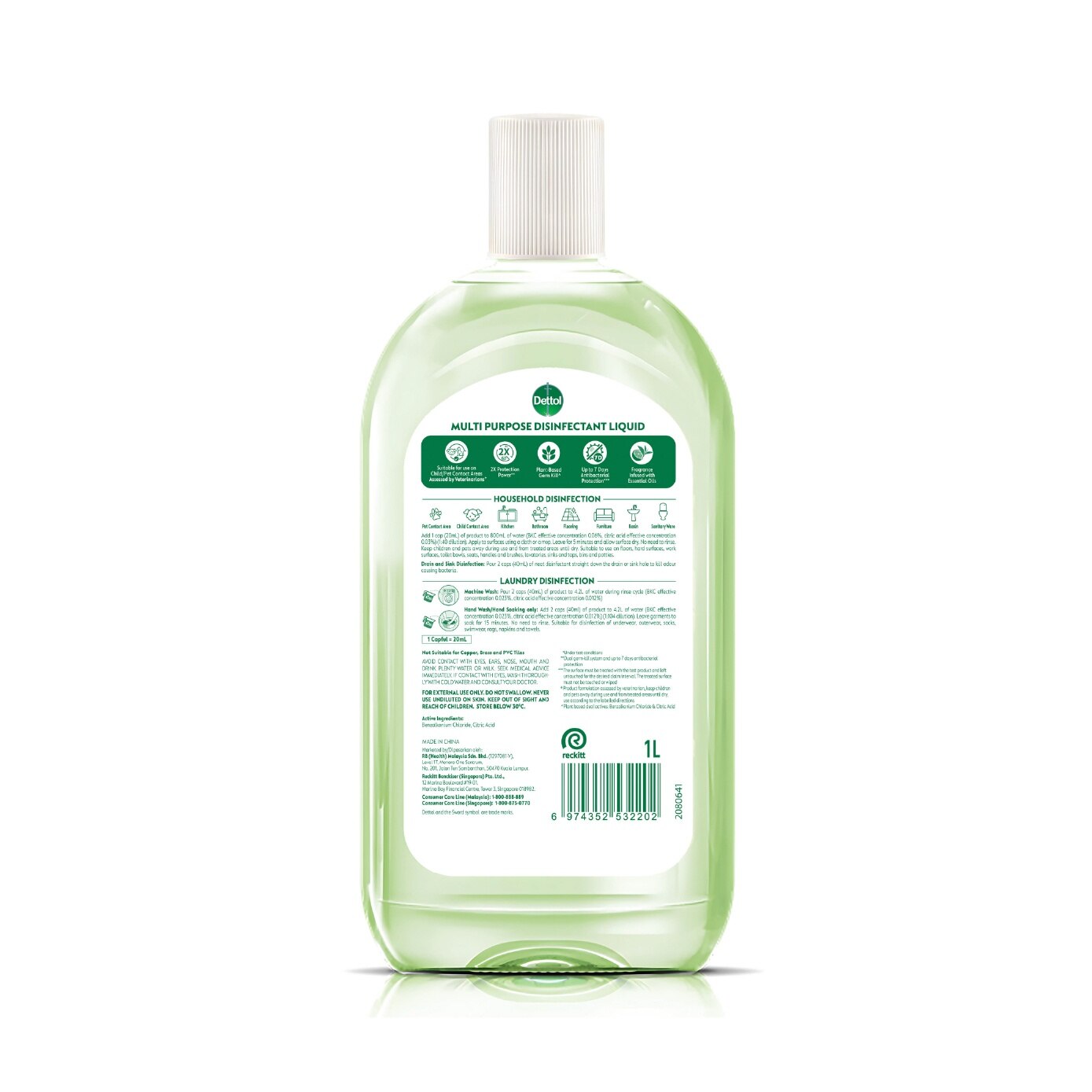 Plant-Based Tea & Fresh Citrus Scented Multipurpose Disinfectant Liquid 1L image
