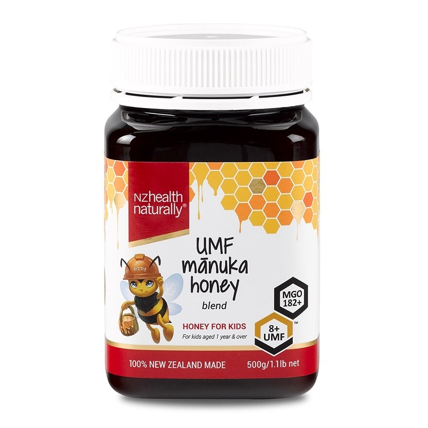 Manuka Honey Blend UMF 8+ For Kids Aged 1 Year & Over (For Immune, Digestive Support & Relief of Mouth Ulcers & Sore Throat) 500g