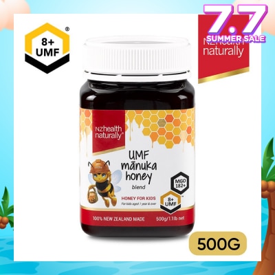 NZHEALTH NATURALLY Manuka Honey Blend UMF 8+ For Kids Aged 1 Year & Over (For Immune, Digestive Support & Relief of Mouth Ulcers & Sore Throat) 500g