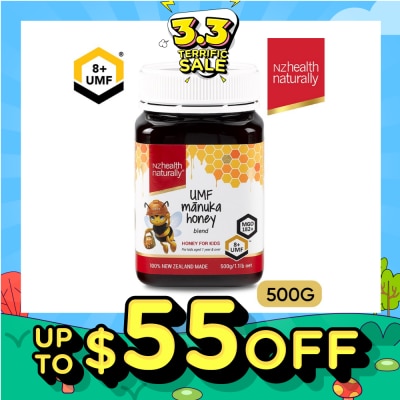 NZHEALTH NATURALLY Manuka Honey Blend UMF 8+ For Kids Aged 1 Year & Over (For Immune, Digestive Support & Relief of Mouth Ulcers & Sore Throat) 500g