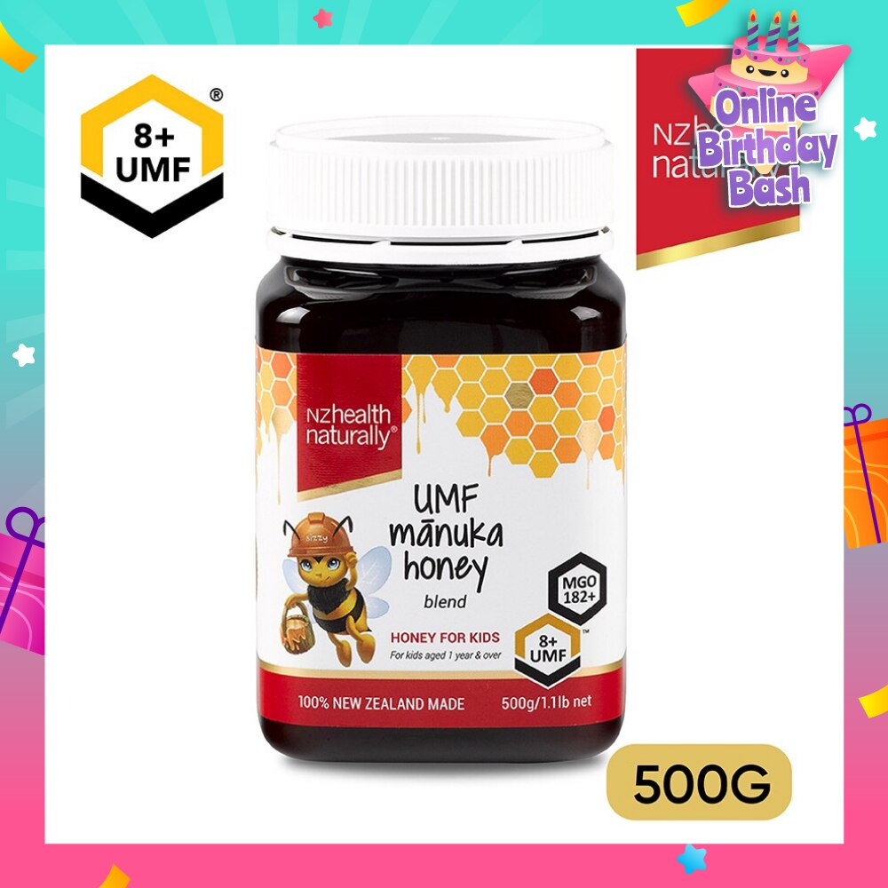 Manuka Honey Blend UMF 8+ For Kids Aged 1 Year & Over (For Immune, Digestive Support & Relief of Mouth Ulcers & Sore Throat) 500g