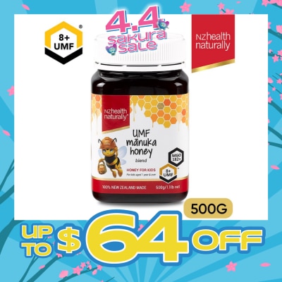 NZHEALTH NATURALLY - Manuka Honey Blend UMF 8+ For Kids Aged 1 Year & Over (For Immune, Digestive Support & Relief of Mouth Ulcers & Sore Throat) 500g