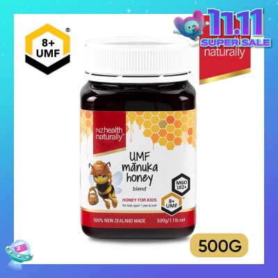 NZHEALTH NATURALLY Manuka Honey Blend UMF 8+ For Kids Aged 1 Year & Over (For Immune, Digestive Support & Relief of Mouth Ulcers & Sore Throat) 500g