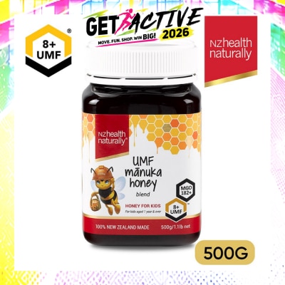 NZHEALTH NATURALLY - Manuka Honey Blend UMF 8+ For Kids Aged 1 Year & Over (For Immune, Digestive Support & Relief of Mouth Ulcers & Sore Throat) 500g image
