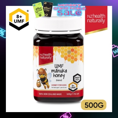 NZHEALTH NATURALLY Manuka Honey Blend UMF 8+ For Kids Aged 1 Year & Over (For Immune, Digestive Support & Relief of Mouth Ulcers & Sore Throat) 500g