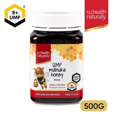 NZHEALTH NATURALLY Manuka Honey Blend UMF 8+ For Kids Aged 1 Year & Over (For Immune, Digestive Support & Relief of Mouth Ulcers & Sore Throat) 500g