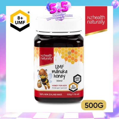 NZHEALTH NATURALLY - Manuka Honey Blend UMF 8+ For Kids Aged 1 Year & Over (For Immune, Digestive Support & Relief of Mouth Ulcers & Sore Throat) 500g