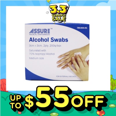 ASSURE Sterile 2ply Alcohol Swab (3cm x 3cm) 200s