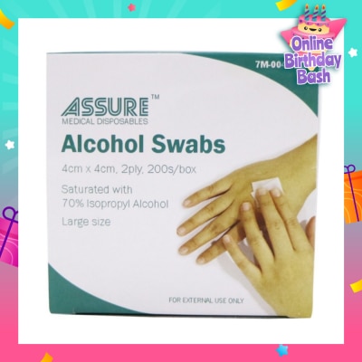 ASSURE Alcohol 2ply Swab Sterile (4cm x 4cm) 200s