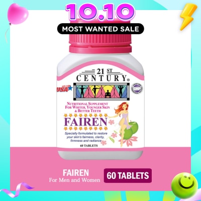 21ST CENTURY 21st CENTURY Fairen Nutritional Supplement For Men & Women Tablets (For Fairer Skin & Better Teeth) 60s image